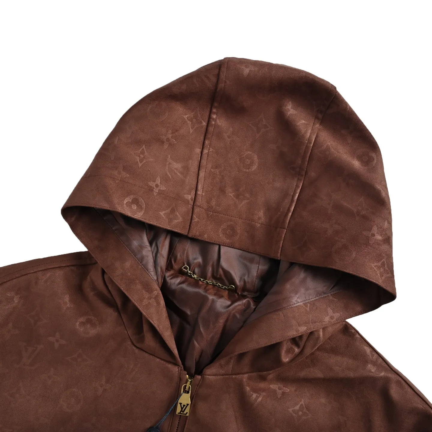 Louis Vuitton/embossed suede leather hooded jacket